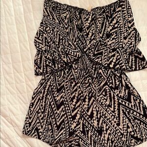 Black and Cream Patterned Women's Romper